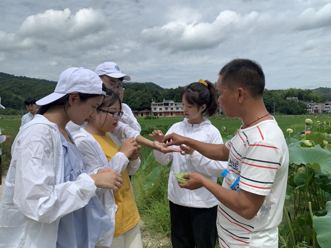 隊(duì)員參觀蓮子生產(chǎn)基地。福建船政交通職業(yè)學(xué)院供圖